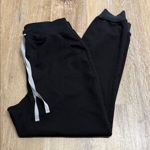 Figs UNISEX Black Track Pants with Gray Drawstring Size M